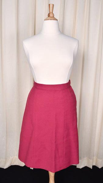 1960s Raspberry Wool Skirt Suit Cats Like Us