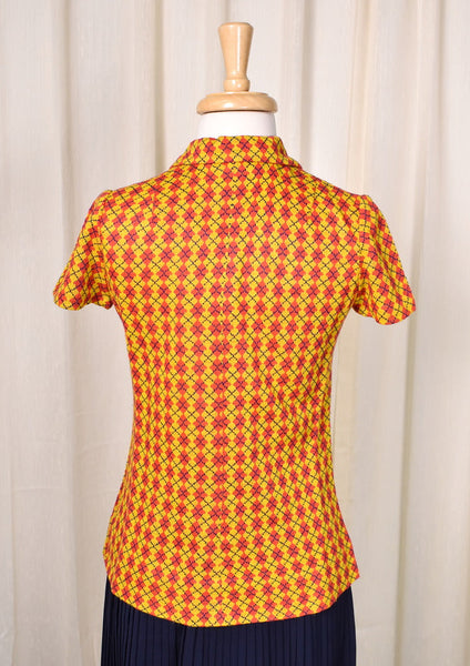 1960s Red Argyle Button Shirt Cats Like Us