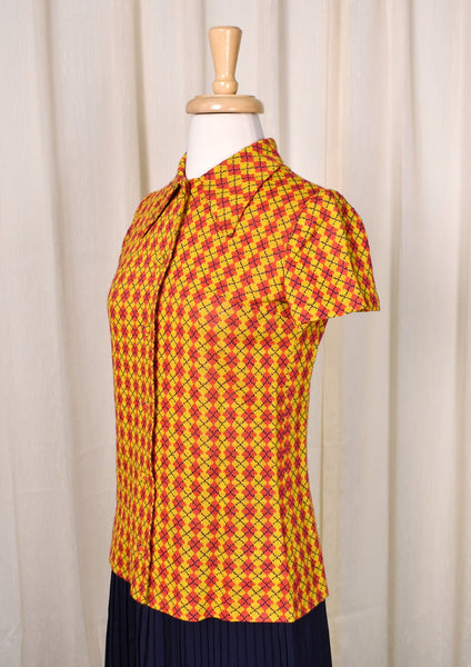 1960s Red Argyle Button Shirt Cats Like Us