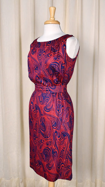 1960s Red & Blue Swirls Vintage Dress Cats Like Us