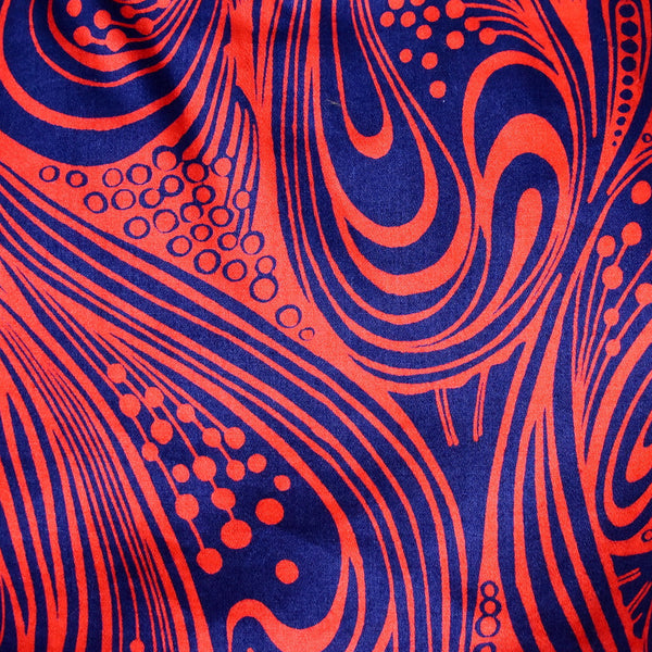 1960s Red & Blue Swirls Vintage Dress Cats Like Us