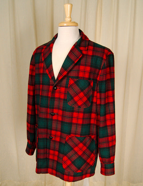 1960s Red & Green Plaid Jacket Cats Like Us