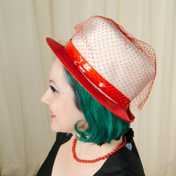 1960s Red Mod Netting Hat Cats Like Us