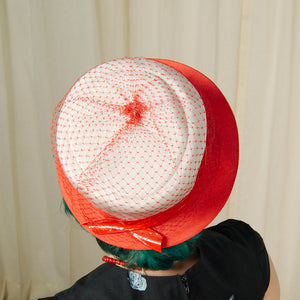 1960s Red Mod Netting Hat Cats Like Us