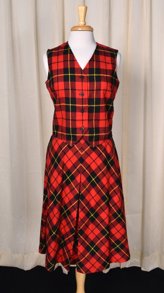 High waisted plaid skirt vest hotsell