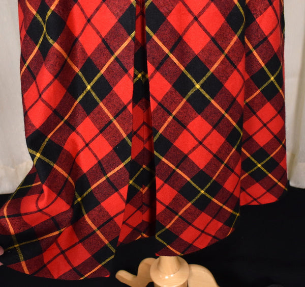 1960s Red Plaid Skirt & Vest Set Cats Like Us