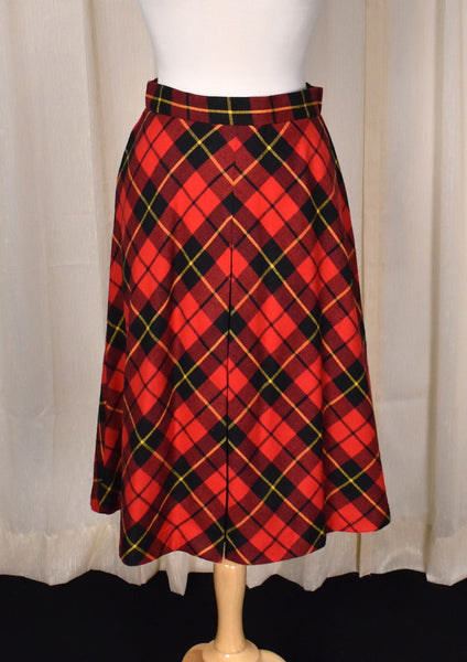 1960s Red Plaid Skirt & Vest Set Cats Like Us
