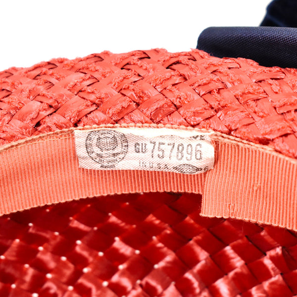 1960s Red Straw & Navy Vintage Hat Cats Like Us