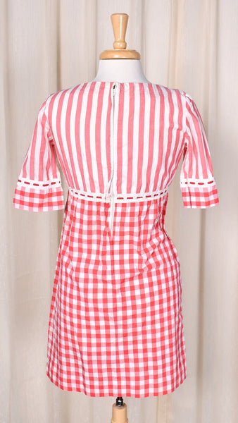 1960s Red & White Ribbon Vintage Dress Cats Like Us