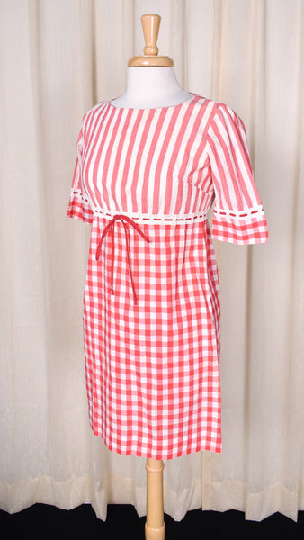 1960s Red & White Ribbon Vintage Dress Cats Like Us