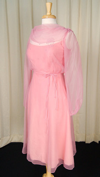 1960s Rose Chiffon Daisy Dress Cats Like Us