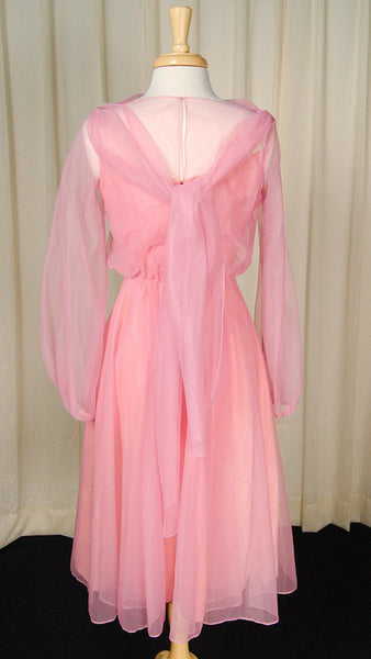1960s Rose Chiffon Daisy Dress Cats Like Us