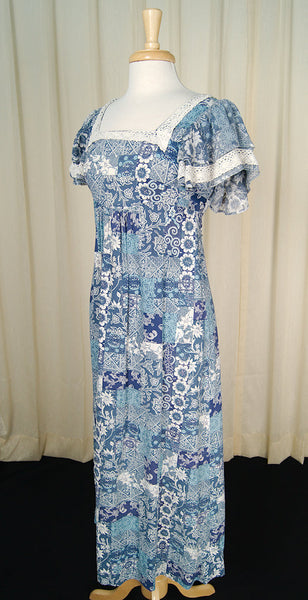 1960s Ruffle Hippie Maxi Dress Cats Like Us