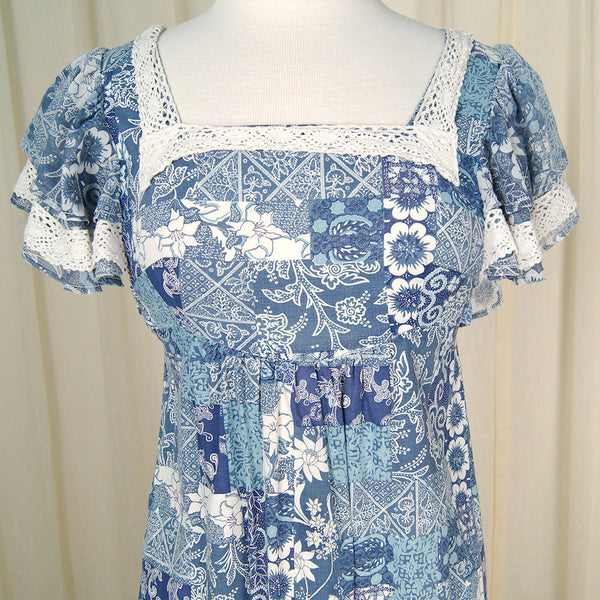 1960s Ruffle Hippie Maxi Dress Cats Like Us