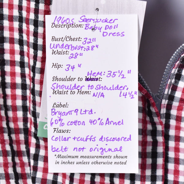 1960s Seersucker Vintage Red Dress Cats Like Us