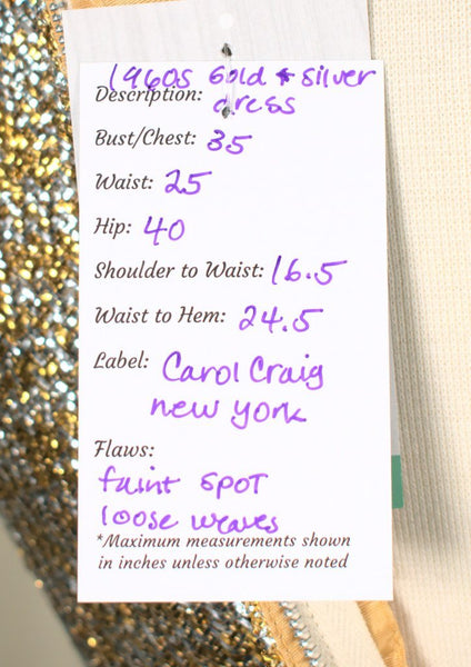 1960s Silver & Gold Party Dress Cats Like Us