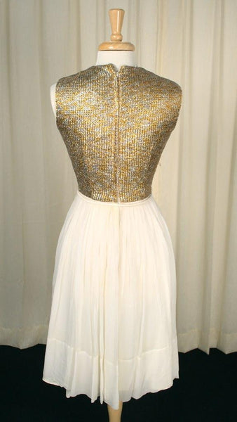 1960s Silver & Gold Party Dress Cats Like Us
