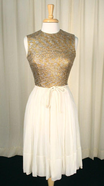 1960s Silver & Gold Party Dress Cats Like Us