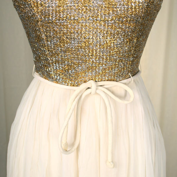 1960s Silver & Gold Party Dress Cats Like Us
