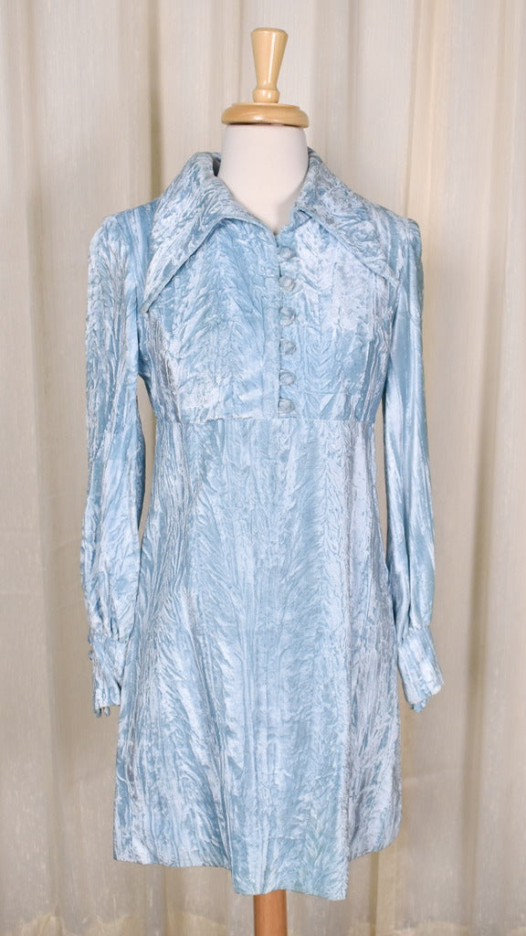 1960s Sky Blue Velvet Dress 1960s Sky Blue Velvet Dress