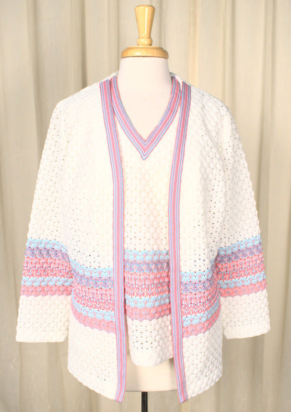 1960s Striped White Twin Set Cats Like Us