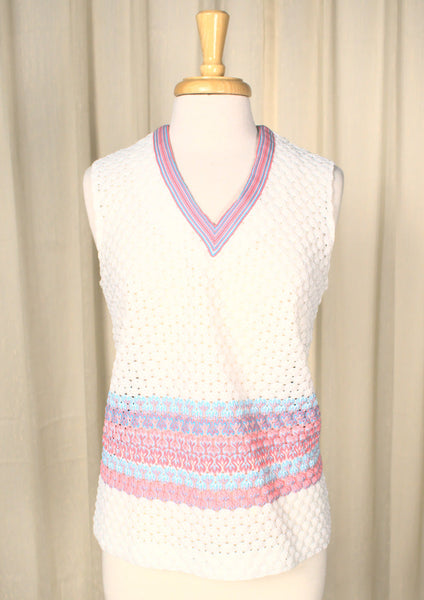 1960s Striped White Twin Set Cats Like Us