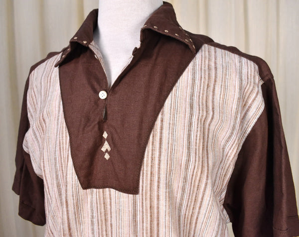 1960s Style Brown Hippie Shirt Cats Like Us