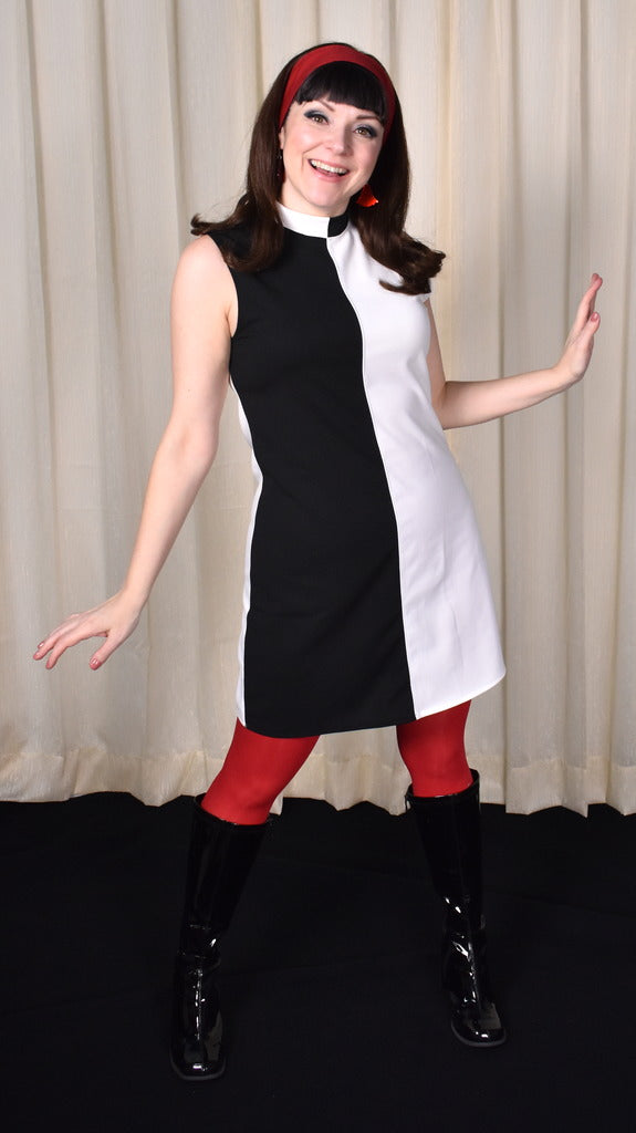 knee length dresses for ladies 1960s Metallic Gold and Black Knit Wear Mini Dress main image 1