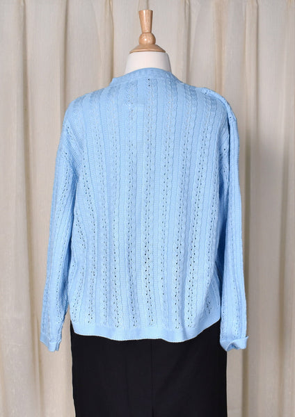 1960s Style Sky Blue Braided Cardigan by Anthony Richards Cats Like Us