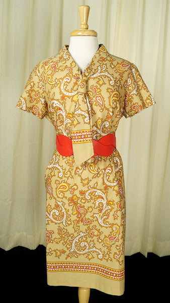1960s Tan Paisley Tie Dress Cats Like Us