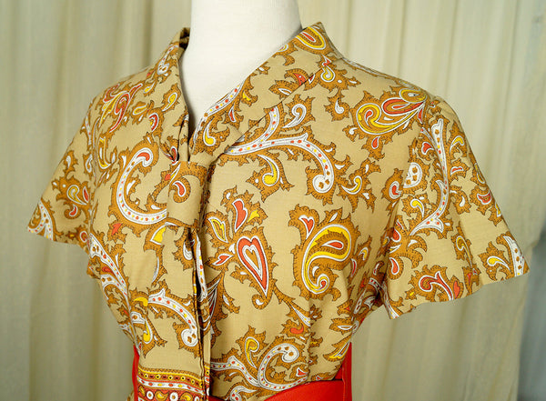 1960s Tan Paisley Tie Dress Cats Like Us
