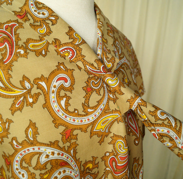 1960s Tan Paisley Tie Dress Cats Like Us
