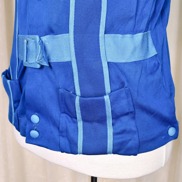 1960s Teal Belt Vintage Knit Shirt Cats Like Us