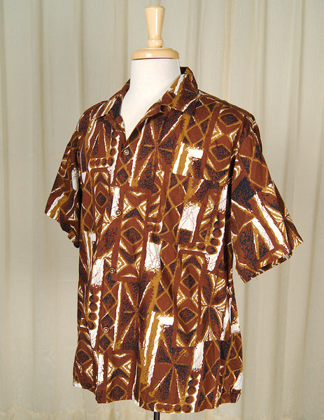 1960s Tiki Tile Hawaiian Shirt Cats Like Us