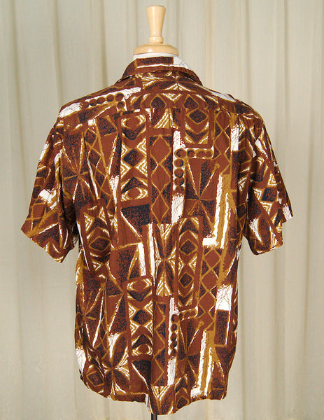 1960s Tiki Tile Hawaiian Shirt Cats Like Us