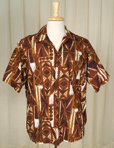 1960s Tiki Tile Hawaiian Shirt Cats Like Us