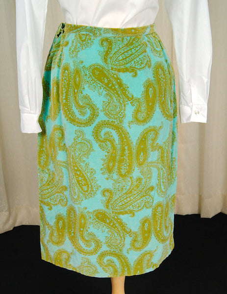 1960s Turquoise Paisley Skirt Cats Like Us