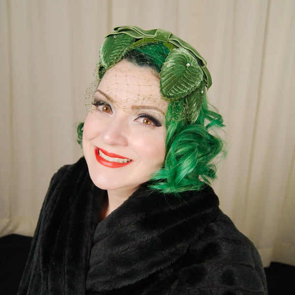 1960s Velvet Leaf Crescent Hat Cats Like Us