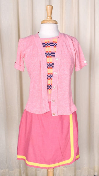 1960s Vintage 2 in 1 Pink Knit Cardigan Cats Like Us
