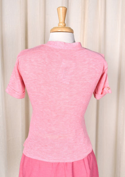1960s Vintage 2 in 1 Pink Knit Cardigan Cats Like Us