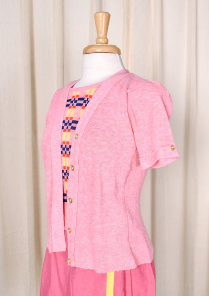 1960s Vintage 2 in 1 Pink Knit Cardigan Cats Like Us