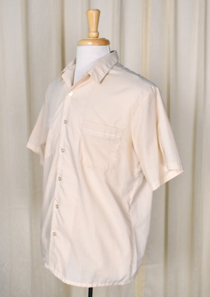 1960s Vintage Beige Button Detail Shirt Cats Like Us