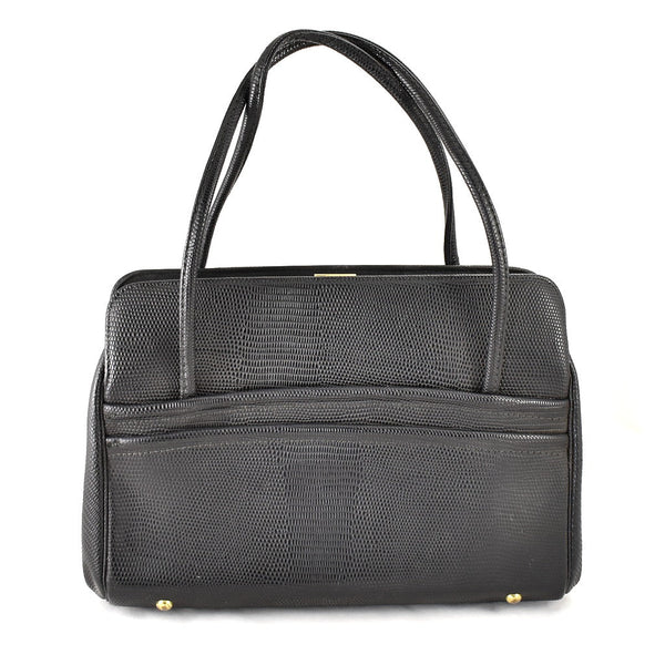 1960s Vintage Black Faux Snake Handbag Cats Like Us