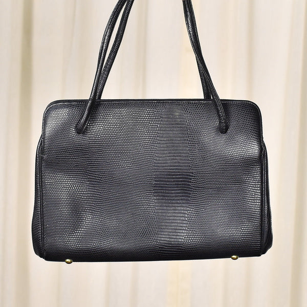 1960s Vintage Black Faux Snake Handbag Cats Like Us