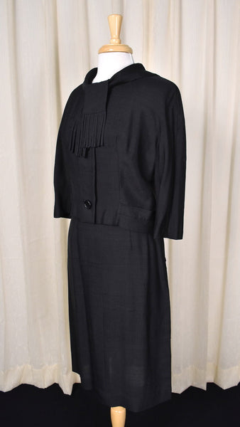 1960s Vintage Black Fringe Tie Suit Cats Like Us
