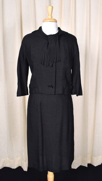 1960s Vintage Black Fringe Tie Suit Cats Like Us
