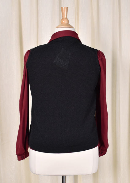 1960s Vintage Black Knit Sweater Vest Cats Like Us