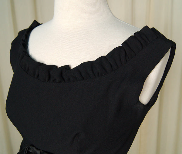 1960s Vintage Black Ruffle Maxi Dress Cats Like Us