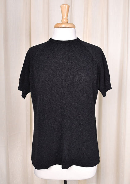 1960s Vintage Black SS Knit Top Cats Like Us