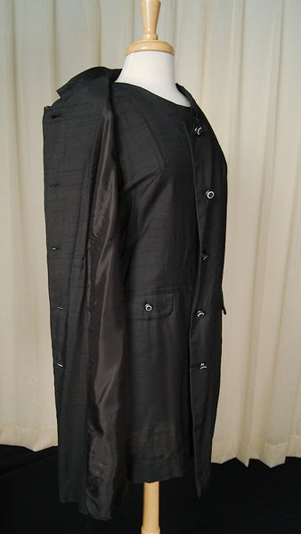 1960s Vintage Black Shift Dress w Coat Cats Like Us